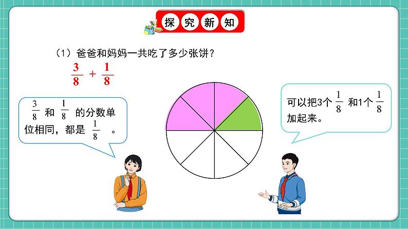 人教版小学数学五年级下册第六单元第一课时《同分数分数的加、减法》课件第7页