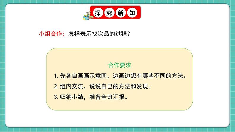 人教版小学数学五年级下册第八单元第二课时《稍复杂的找次品问题》课件第8页