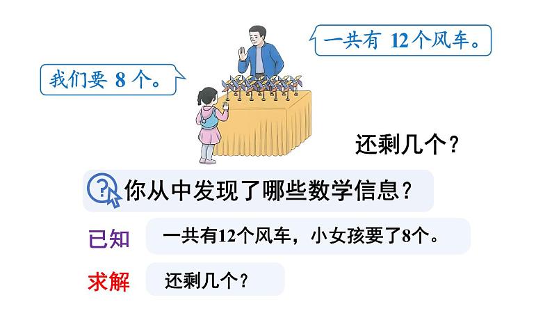 小学数学新人教版一年级下册第二单元第三课时 十几减8教学课件2025春第5页