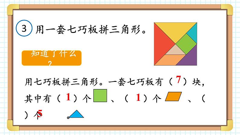 2024-2025人教版一年级数学下册一 认识平面图形 第3课时 七巧板课件第5页