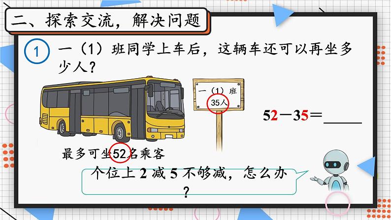 2024-2025人教版一年级数学下册五 100以内的笔算加、减法2.笔算减法 第1课时 笔算减法课件第3页