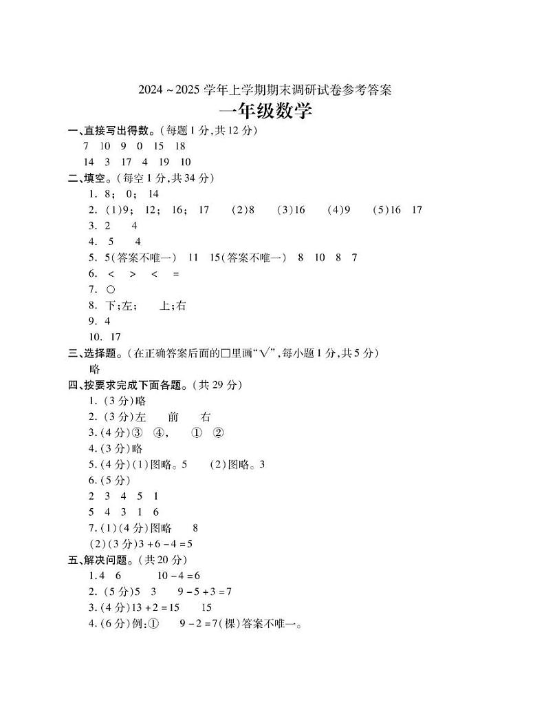 1数学答案第1页