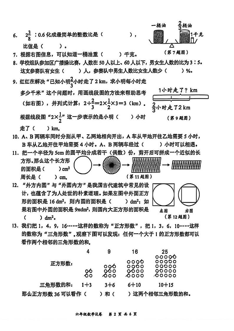 湖北省武汉市东西湖区2024-2025学年六年级上学期期末数学试题第2页