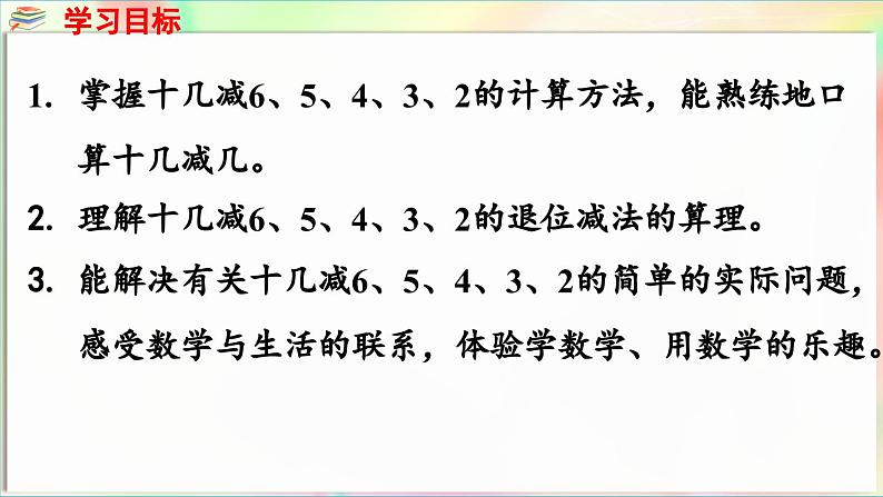 第1单元  逛公园——20以内的退位减法 信息窗3 十几减6、5、4、3、2（课件）-2024-2025学年青岛版（2024）一年级数学下册第2页