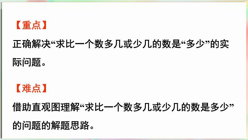 第5单元  海趣——100以内的加减法（二）信息窗5 求“比一个数多(少)几”的问题（课件）-2024-2025学年青岛版（2024）一年级数学下册第3页