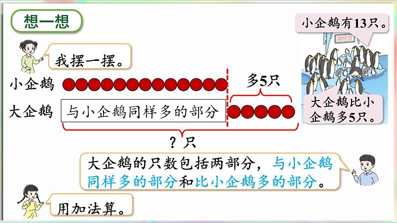 第5单元  海趣——100以内的加减法（二）信息窗5 求“比一个数多(少)几”的问题（课件）-2024-2025学年青岛版（2024）一年级数学下册第7页