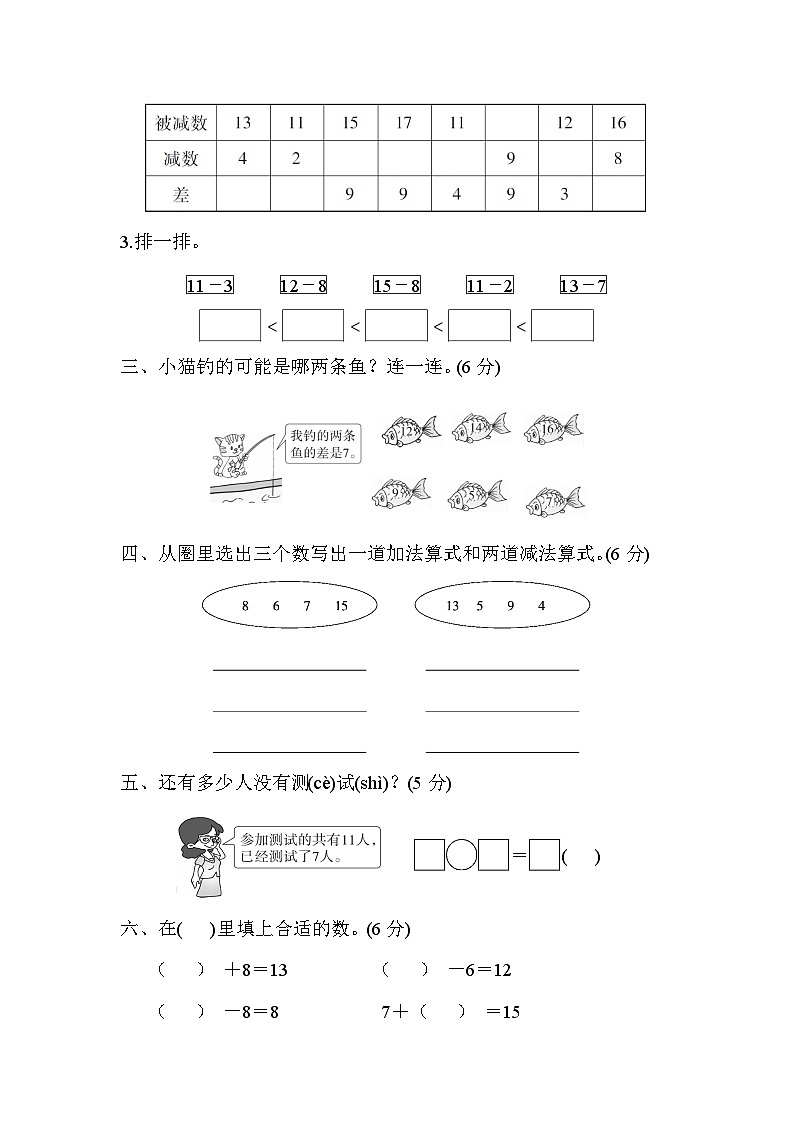 第二单元 20以内的退位减法-【单元检测】最新一年级下册数学单元测试（含答案）第2页