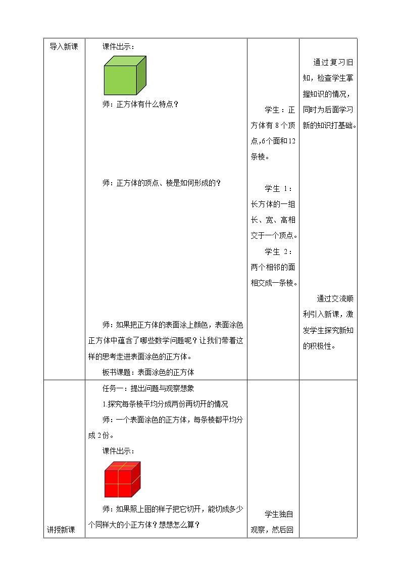 《1.10  表面涂色的正方体》教学设计第2页