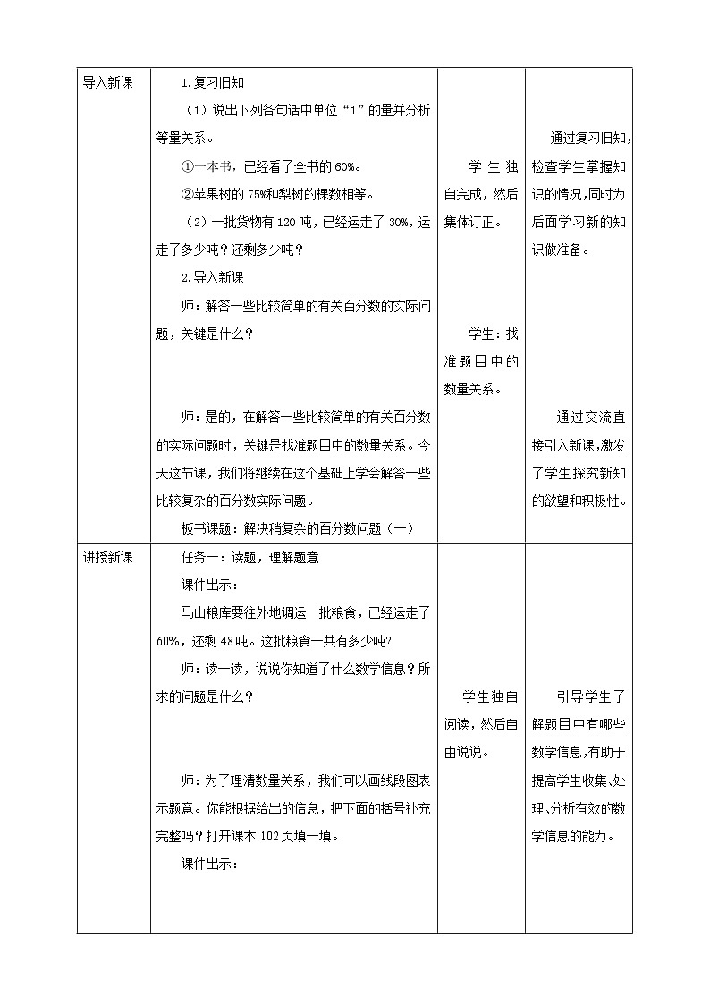 《6.10 解决稍复杂的百分数问题（一）》教学设计第2页