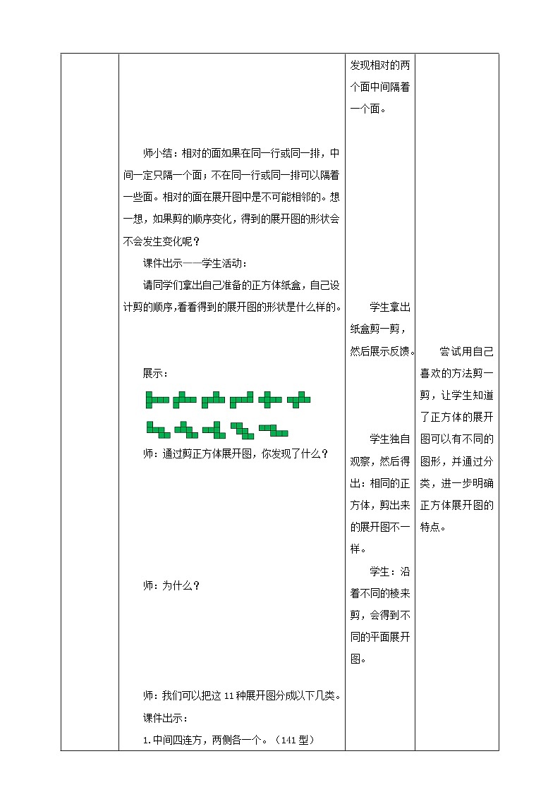 《1.2 长方体和正方体的展开图》教学设计第3页