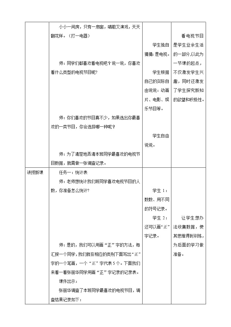 《4.1统计表和简单的条形统计图》教学设计第2页