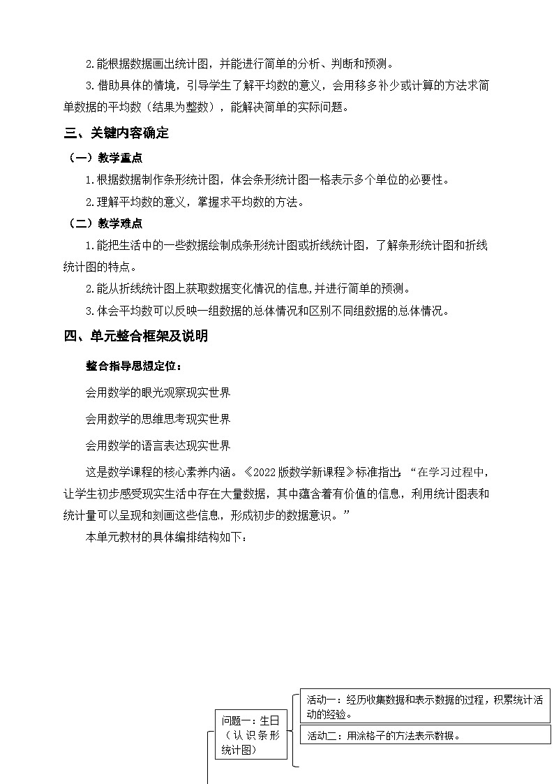北师大版数学四年级下册 一《数据的表示和分析》单元整体教学设计第2页