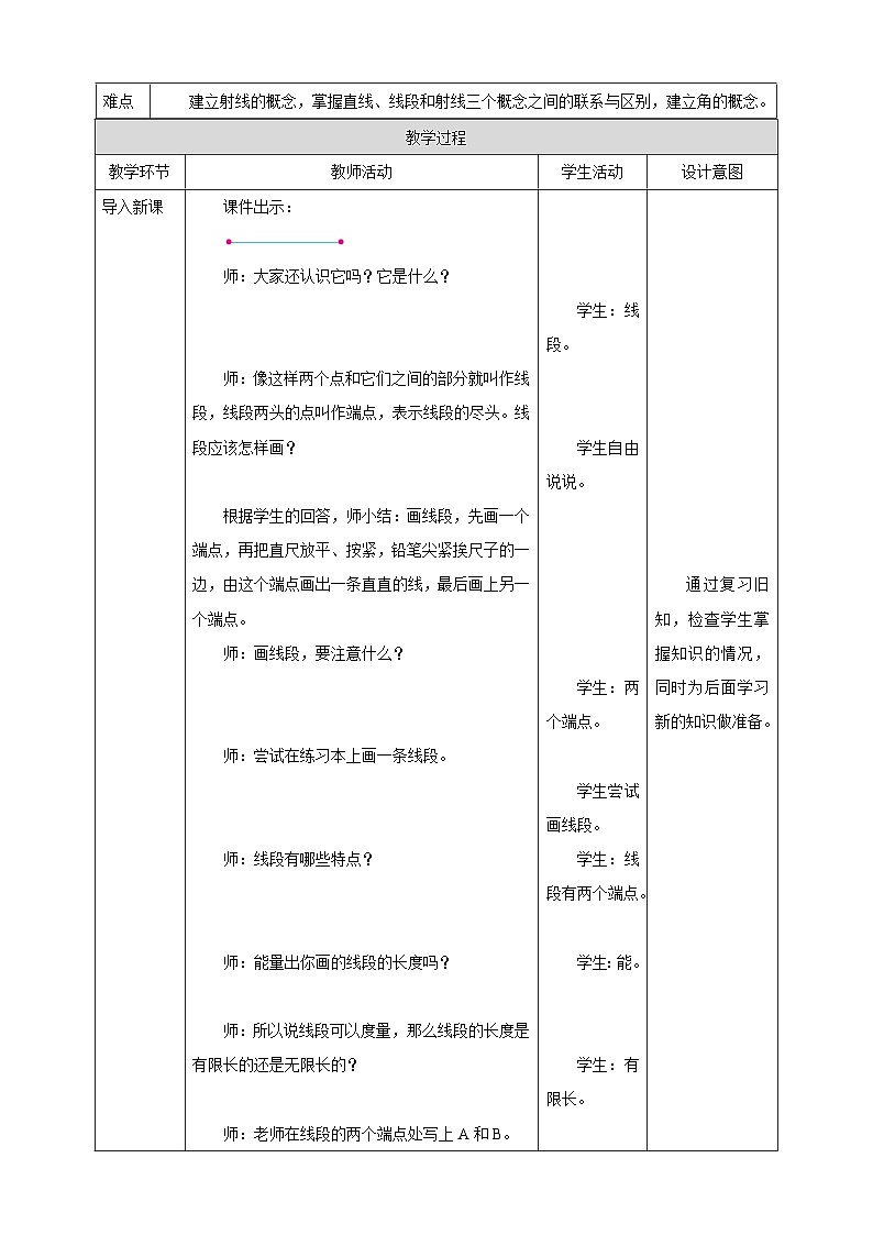 《8.1 线段、射线、直线与角》教学设计第2页