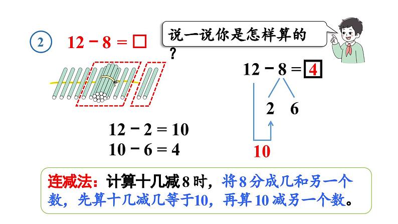 人教版（2024）数学一年级下册 第2单元 第2课时  十几减8  PPT课件第7页