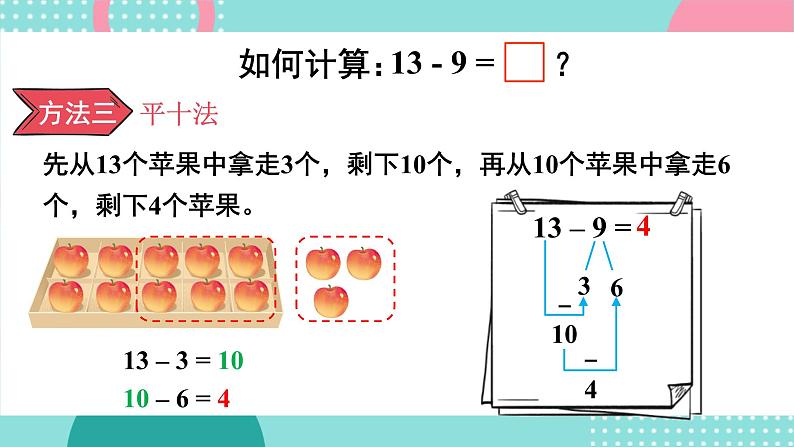 苏教版（2024）数学一年级下册 第1单元  第2课时 十几减9  PPT课件第7页