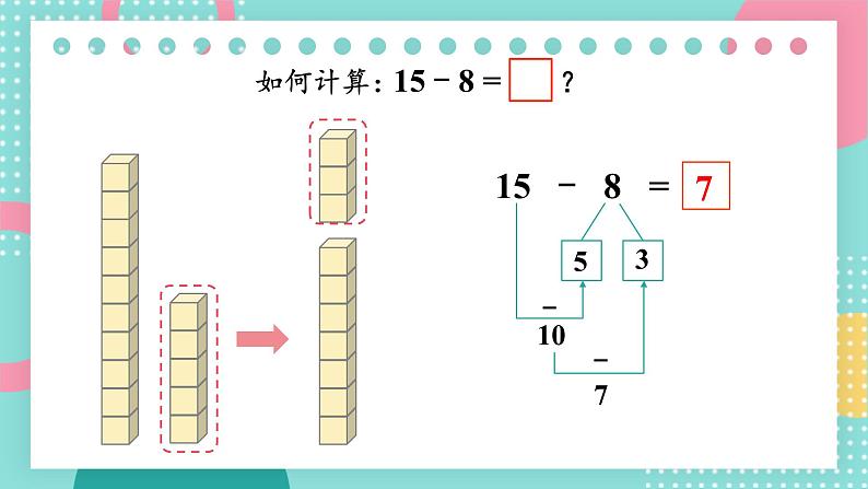 苏教版（2024）数学一年级下册 第1单元  第5课时 十几减8、7  PPT课件第5页