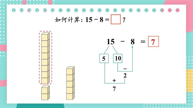苏教版（2024）数学一年级下册 第1单元  第5课时 十几减8、7  PPT课件第7页