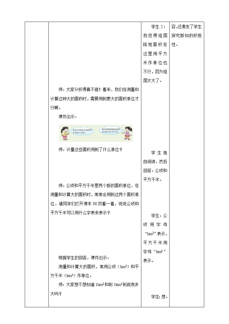 《5.6 认识平方千米与公顷》教学设计第3页