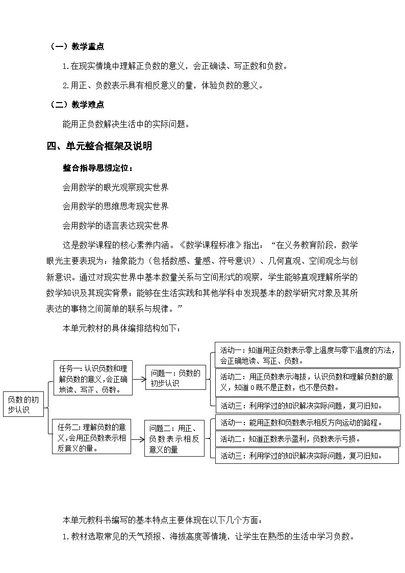 《负数的初步认识》单元整体设计第2页