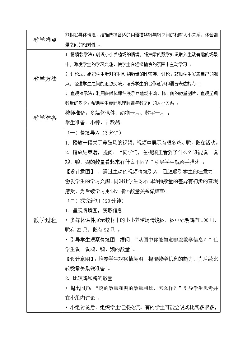 北师大版一年级下册 数学第四单元5《100以内数的认识-小小养殖场》第2页