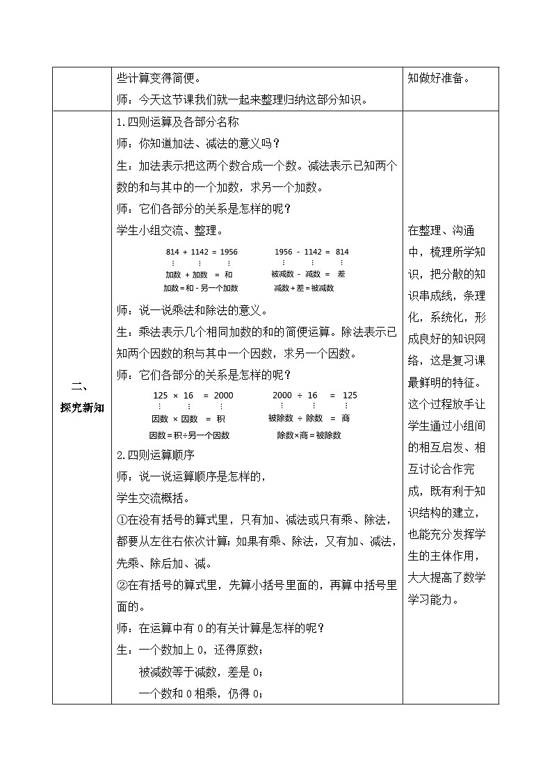 【备课无忧】人教版四下-总复习1.四则运算和运算定律（教学设计含反思）第2页