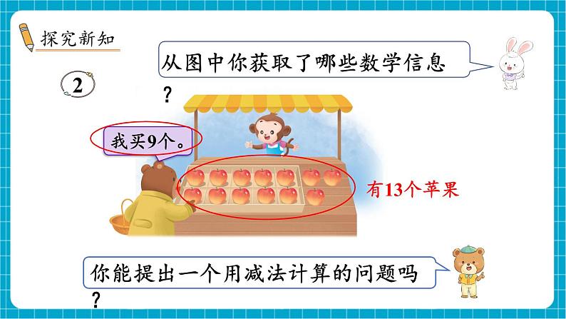 【新教材】苏教版数学一年级下册1.2 十几减9（教学课件）第3页