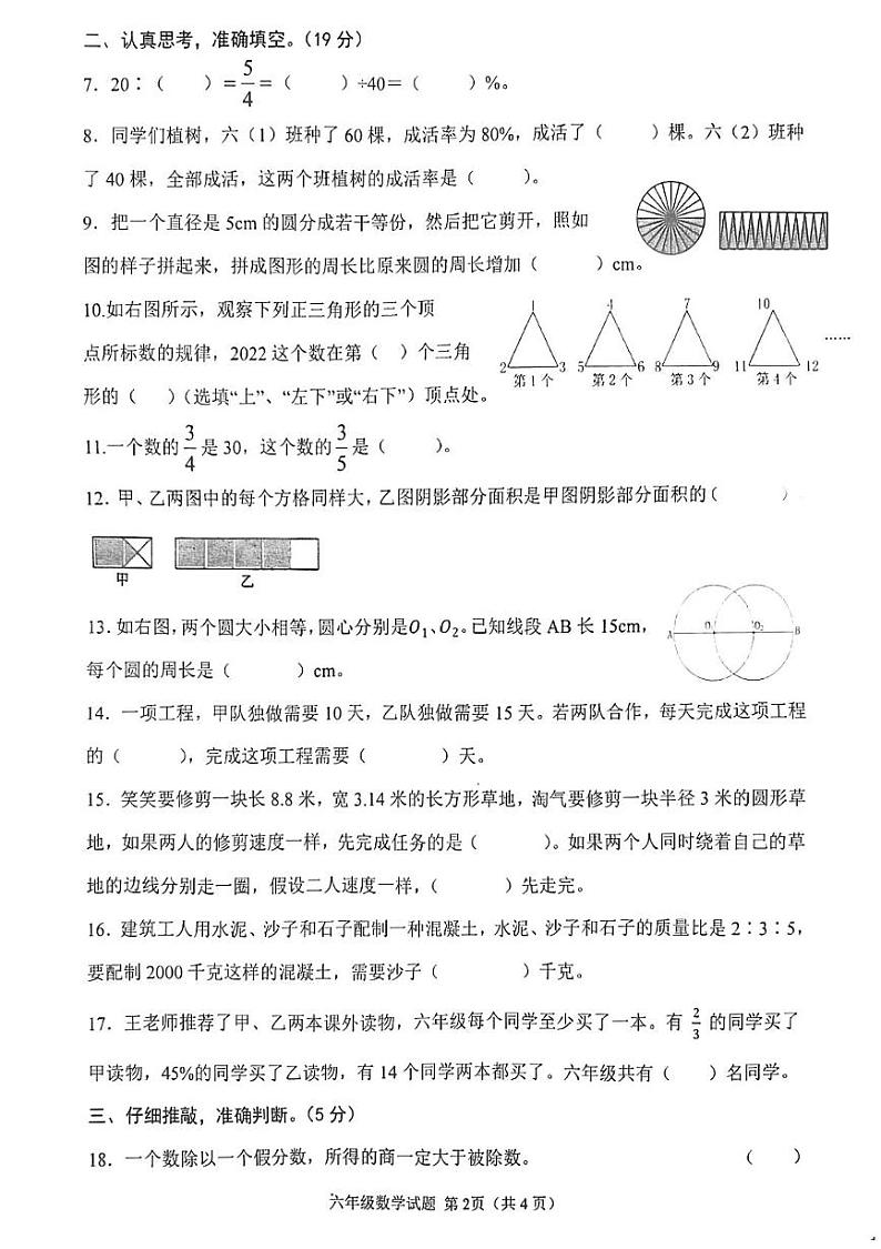 河南省信阳市罗山县2024-2025学年六年级上学期1月期末数学试题第2页