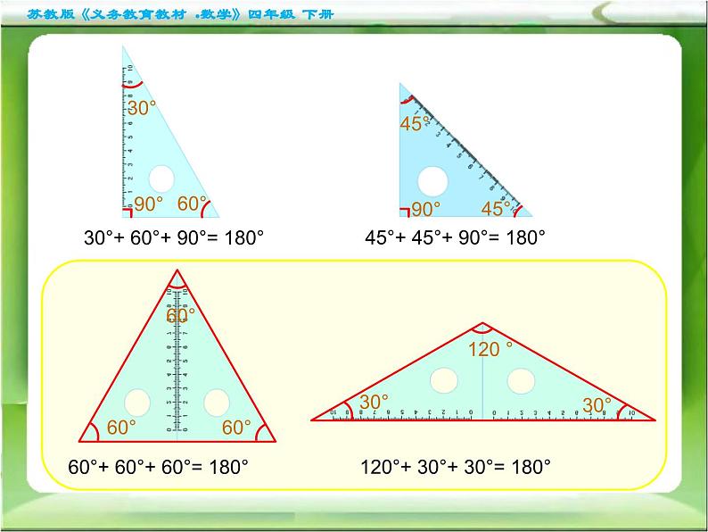 苏教版四年级数学下册第7单元第三课《三角形的内角和》课件第5页