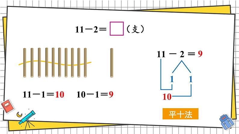 西师大2024数学一年级数学下册 第一单元 第一课时 11减几 PPT课件第6页