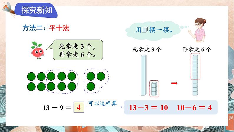 苏教版2024数学一年级下册 第一单元 第二课时   十几减法9 PPT课件第7页