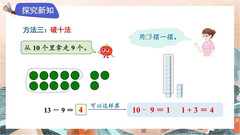 苏教版2024数学一年级下册 第一单元 第二课时   十几减法9 PPT课件第8页