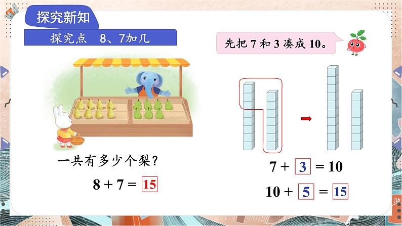 苏教版2024数学一年级下册 第一单元 第三课时   8、7加几 PPT课件第4页