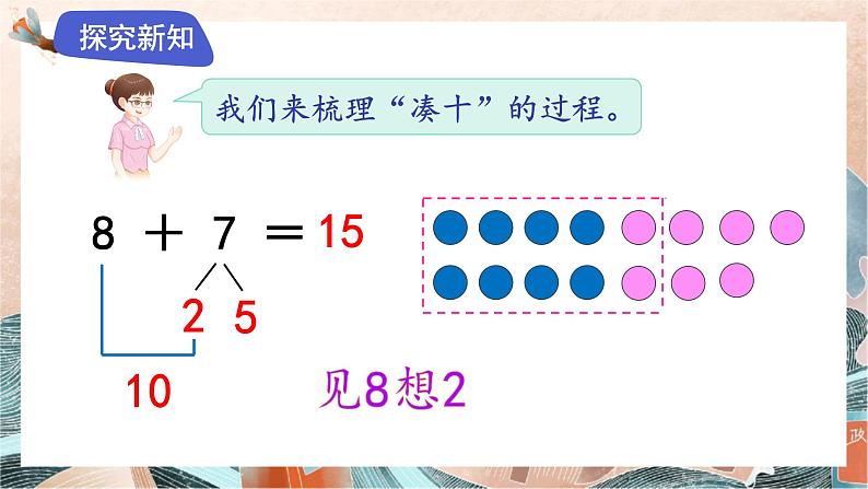 苏教版2024数学一年级下册 第一单元 第三课时   8、7加几 PPT课件第5页