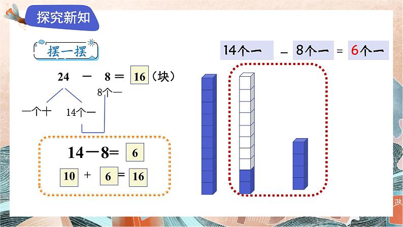 苏教版2024数学一年级下册 第五单元 4.两位数减一位数（退位） PPT课件第7页