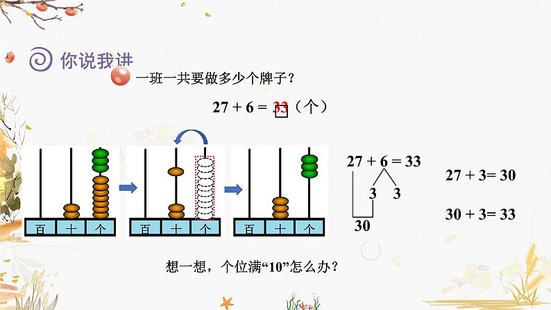 青岛版2024数学一年级下册 第4单元 4.2两位数加一位数（进位） PPT课件第5页