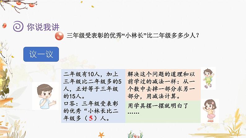 青岛版2024数学一年级下册 第4单元 4.4求一个数比另一个数多几（少几） PPT课件第6页