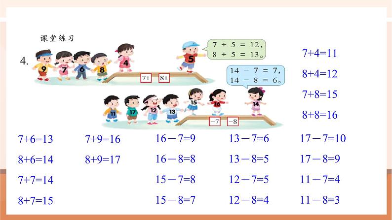 【新教材核心素养】苏教版数学一年级下册《进位加法和退位减法 练习二》（课件）第5页