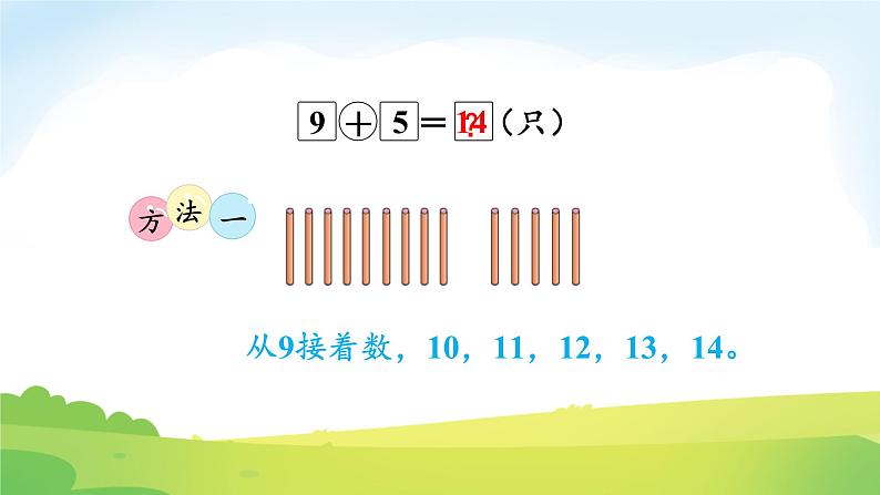 2025北师大版数学一年级下册第一单元20以内数与加法第四课时开心农场课件第5页