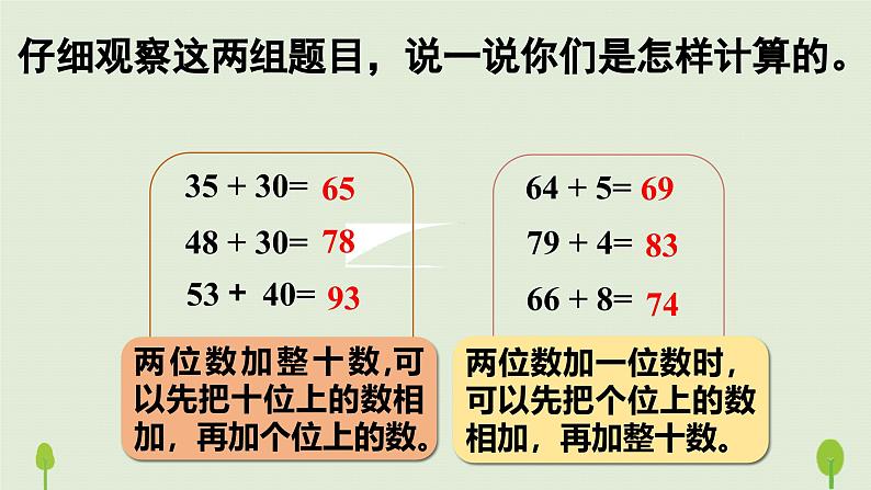 2025春数学苏教版二年级下册六两、三位数的加法和减法第1课时两位数加两位数的口算课件第5页