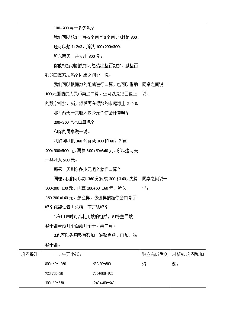 整百数加几百几十数和相应的减法 教案第2页