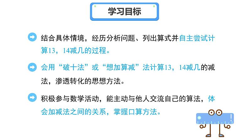 第一单元《13、14减几》课件 小学数学冀教版（2024）一年级下册第2页