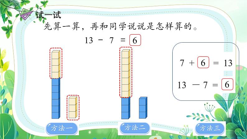 新苏教版一年级下册数学第一单元第5课《十几减8、7》课件第5页