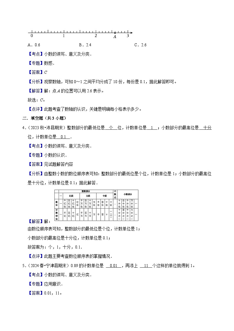 4.1.2小数的读法和写法（基础作业）2024-2025学年四年级下册数学 人教版第3页