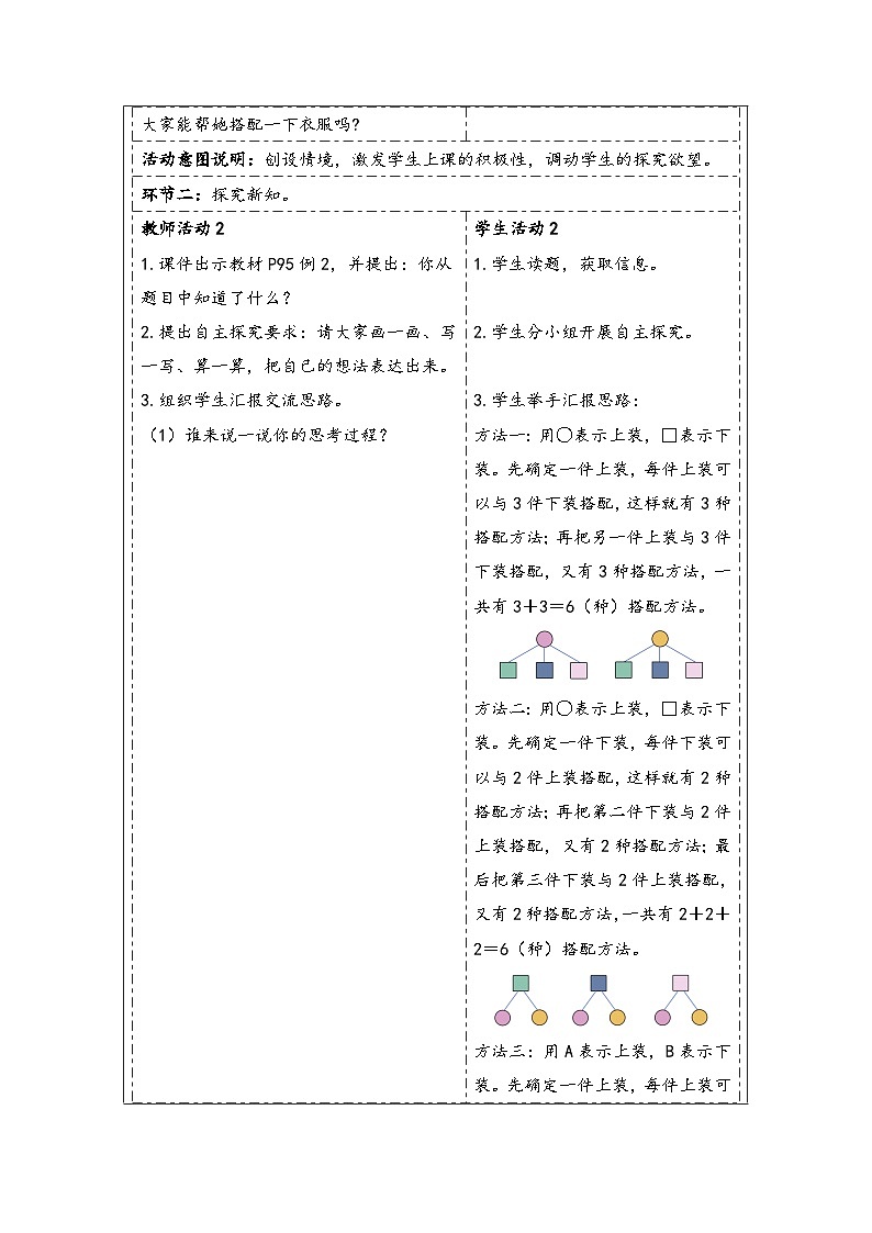 人教版（2024）三年级数学下册8.2搭配（2）教学设计第2页