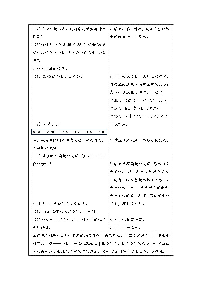 人教版（2024）三年级数学下册7.1认识小数教学设计第2页