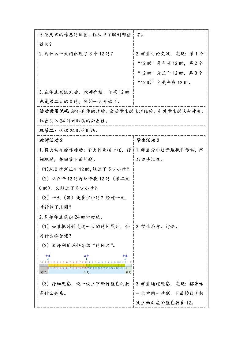 人教版（2024）三年级数学下册6.3 24时计时法教学设计第2页