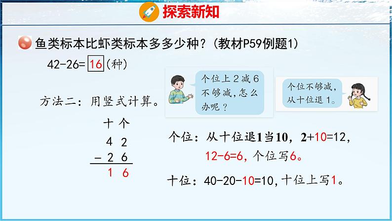 青岛版（五四学制）（2024）一年级数学下册 4.4 两位数减两位数（退位）（课件）第6页