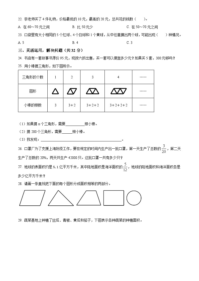 2021-2022学年湖南省株洲市芦淞区人教版六年级下册期末测试数学试卷(原卷版+解析)第3页