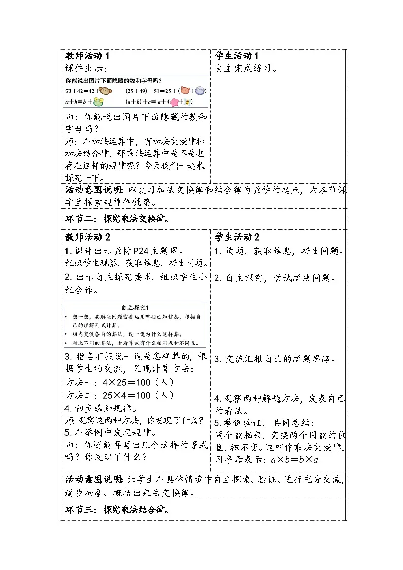 人教版（2024）四年级数学下册3.4乘法交换律和结合律教学设计第2页