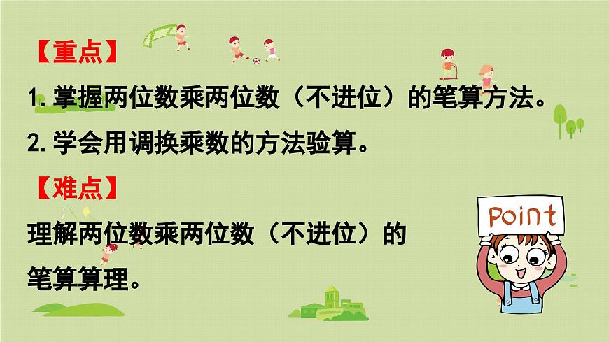 2025春数学苏教版三年级下册第一单元第二课时两位数乘两位数（不进位）的笔算课件第3页